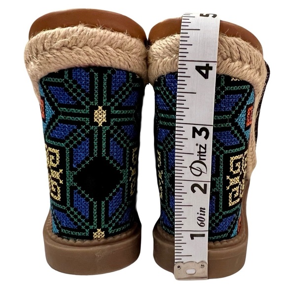 NINE WEST Rare Wedge Suede Mules Platform Cross Stitch Sandals Black Tan 8.5M - Picture 11 of 17